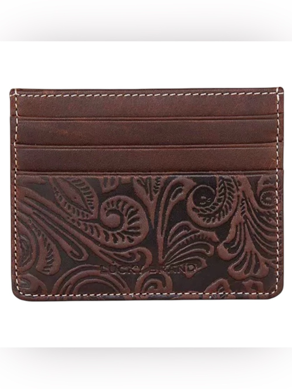 Lucky Brand Men's Western Embossed Leather Card Case NIB - Picture 10 of 10